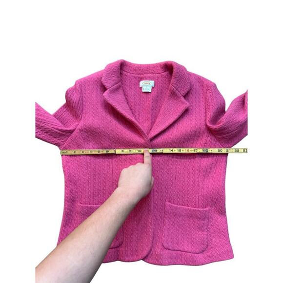 Talbots Pink 100% Wool Cable Knit Barbiecore Blazer Jacket Size XL - Picture 5 of 5